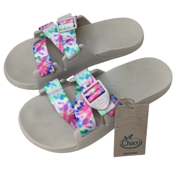 Chaco Chillos Slide Sandals NIB NEW Light Tie Dye Dyed Size 9 Comfort Walking - Picture 2 of 8